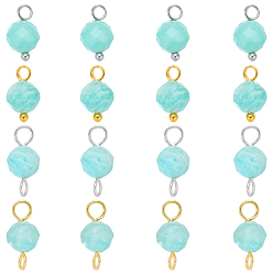 Amazonite 16Pcs 4 Styles December Birthstone Natural Amazonite Pendant and Connector Charms, Round, with Brass Findings, 11~14mm, Hole: 2~2.5mm, 4 styles
