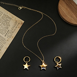Золотой Наборы подвесок из сплава в форме звезды: колье и серьги-кольца, золотые, колье: 19.29 дюйм (49 см)