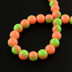 Light Salmon Two-Color Baking Painted Glass Bead Strands, Round, Light Salmon, 8mm, Hole: 1.3~1.6mm, about 104pcs/strand, 32.7 inch
