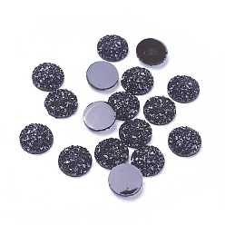 Черный Кабошоны из смолы, имитация друзы агата, плоско-круглые, чёрные, 12x3~4.5 мм