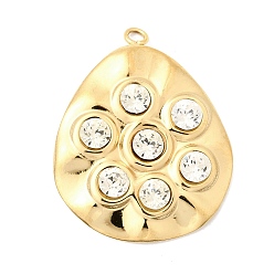 Teardrop 304 Подвески из нержавеющей стали и хрустальных стразов, золотые, слезинки, 30x24.5x4 мм, отверстие : 2 мм