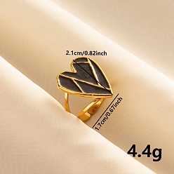 Золотой Открытое кольцо-манжета из нержавеющей стали с сердцем для женщин, золотые, 21 мм, регулируемый