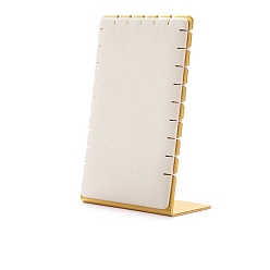 Бежевый Металлическая стойка для хранения ювелирных изделий из микрофибры, Ожерелье дисплеев, бежевые, 90x50x140 мм