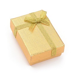 Or Boîtes de collier en carton, avec bowknot de ruban et une éponge à l'intérieur, rectangle, or, 7x5x2.5 cm