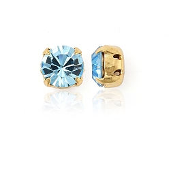 60000 Aquamarine Preciosa® maxima crystal в пришивной чашке, чешский хрусталь, с настройками латуни, 719 37 081 шатон (круглый), золотые, 60000 аквамарин, ss 39 (8.15~8.4 мм)