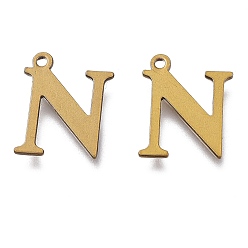 Letter N Вакуумное покрытие pvd 304 подвески из нержавеющей стали, лазерная резка, алфавит, античная бронза, letter.n, 12.5x10x0.8 мм, отверстие : 1 мм