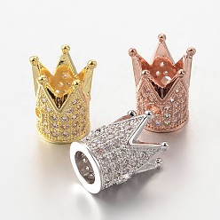 (52) Непрозрачная лаванда Латунные микро проложить кубического циркония бусы, корона, без свинца и без никеля , разноцветные, 12x9 мм, отверстия : 1 mm и 5 мм