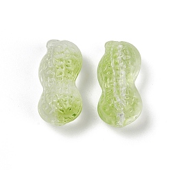Желто-Зеленый Прозрачные стеклянные бусины, арахис, спекающийся лак, желто-зеленый, 23x11.5x11 мм, отверстие : 1.5 мм
