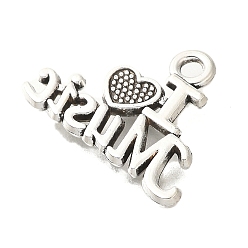 Слово Сплавочные подвески тибетского стиля, без кадмия и без свинца, античное серебро, слово музыка, слово, 15x20x1.5 мм, отверстие : 1.8 мм, Около 485 шт / 500 г