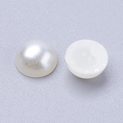 Creamy White Half Round Domed Imitated Pearl Acrylic Cabochons, Creamy White, 7x3.5mm