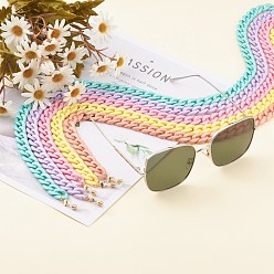 Mixed Color Eyeglasses Chains, Neck Strap for Eyeglasses, with Opaque Acrylic Cable Chains and Rubber Loop Ends, Golden, Mixed Color, 27.36 inch(69.5cm)