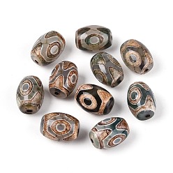 3-Глаза Тибетского стиля бусы дзи, природных бисера агат, окрашенная и подогревом, овальные, 3 -eye, 13x11 мм, отверстие : 1.2~2 мм