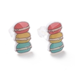 Hamburger Colorful Acrylic Imitation Food Stud Earrings with Platic Pins for Women, Hamburger Pattern, 14x8mm, Pin: 1mm