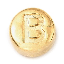 Letter B 304 из нержавеющей стали бусы, плоские круглые с буквы, золотые, В письме, 7x3.5 мм, отверстие : 1.7 мм