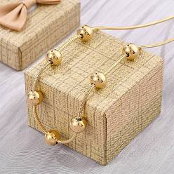 Золотой 304 ожерелья из круглых бусин из нержавеющей стали в виде змеиной цепи, золотые, 16.14 дюйм (41 см)