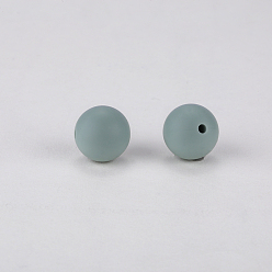 Aqua Round Silicone Focal Beads, Chewing Beads For Teethers, DIY Nursing Necklaces Making, Aqua, 15mm, Hole: 2mm
