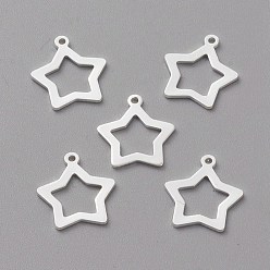 925 Sterling versilbert Messing Charme, langlebig überzogen, Sterne, 925 Sterling versilbert, 11.5x10.5x0.5 mm, Bohrung: 0.9 mm