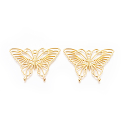Golden Alloy Open Back Bezel Pendants, For DIY UV Resin, Epoxy Resin, Pressed Flower Jewelry, Butterfly, Golden, 39.5x53.5x1.5mm, Hole: 3mm