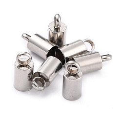 Нержавеющая Сталь Цвет Устойчивы к потускнению 304 наконечники шнура из нержавеющей стали, Торцевые крышки, цвет нержавеющей стали, 11x5 мм, отверстие : 2.5 мм, внутренний диаметр: 4 мм