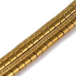 с Золотистым Покрытием Гальванические нити из синтетических немагнитных гематитовых бусин, форма флага, с золотым покрытием, 4.5x6x3.5 мм, отверстие : 1 мм, около 105 шт / нитка, 16.34'' (41.5 см)