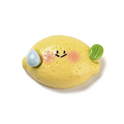 Лимон Непрозрачные кабошоны из смолы, Мультяшный фруктовый персонаж, лимон, 17x25x9 мм