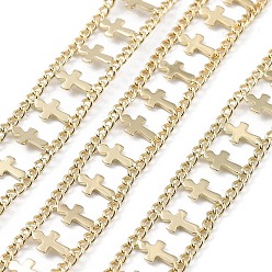 Real 18K Gold Plated Rack Plating Brass Curb Chains, Long-Lasting Plated, Soldered, with Spool, Lead Free & Cadmium Free, Real 18K Gold Plated, Link: 10x1mm