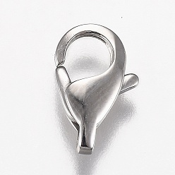 Stainless Steel Color Tarnish Resistant Polished 316 Surgical Stainless Steel Lobster Claw Clasps, Stainless Steel Color, 13x8x3mm, Hole: 2x1.5mm