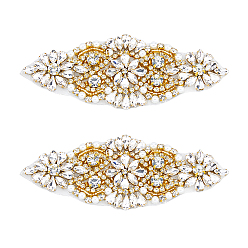 Золотой 2шт. сплав со стразами, шитье, украшение, тема свадьбы, платье обувь украшения одежды, золотые, 138x51.5~53x5 мм