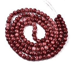 Red Baking Painted Glass Beads Strands, Swirl Glass Beads, Round, Red, 6~6.5mm, Hole: 1.5mm, about 145pcs/strand, 31.8 inch(80.7cm)
