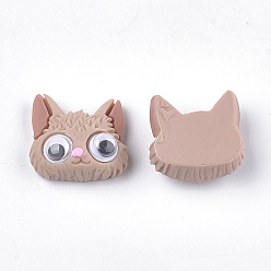 BurlyWood Resin Kitten Cabochons, with Plastic, Cartoon Cat Head Shape, BurlyWood, 19.5x20.5~21x10mm