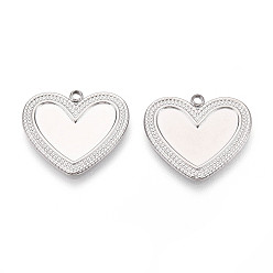 Нержавеющая Сталь Цвет 304 Настройки кабошон из нержавеющей стали кулон, сердце, цвет нержавеющей стали, лоток : 9x17.2 мм, 20.8x23x1.2 мм, отверстие : 1.6 мм