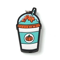 Dark Turquoise Coffee Theme Silicone Beads, Focal Beads, Pumpkin Spice Frappe, Dark Turquoise, 31x17x8.5mm, Hole: 2mm