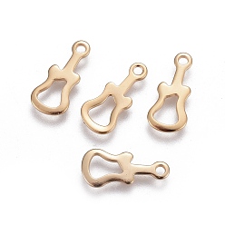 Золотой 201 прелести нержавеющей стали, отрезать, гитар, золотые, 14x6x0.6~0.8 мм, отверстие : 1.4 мм