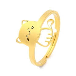 Cat Shape 201 регулируемое кольцо из нержавеющей стали для женщин, животное, форма кошки, 12.5 мм, внутренний диаметр: 18 мм