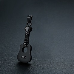 Electrophoresis Black Открывающиеся подвески из нержавеющей стали для урны с прахом, гитар, электрофорез черный, 42x15 мм, отверстие : 9.5 мм