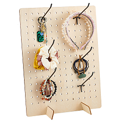 Бежевый 1 набор прямоугольных деревянных подставок для сережек с наклонной спинкой, с 6 железными вешалками с крючками, крючок для полки супермаркета, бежевые, стенды: 20x43x42.5см; вешалки на крючках: 143x28x32мм