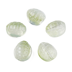 Yellow Green Transparent Spray Painted Glass Beads, Tortoise, Yellow Green, 12x11x7mm, Hole: 1mm