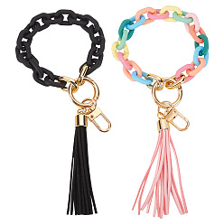 (52) Непрозрачная лаванда 2шт 2 цветной акрил с украшениями из сплава, Подвески из искусственной кожи, разноцветные, 148 мм, 1 шт / цвет