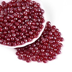 Малиновый Стеклянный бисер непрозрачных цветов, остекление стиль, фонарь, малиновый, 6~6.5x5~5.5 мм, отверстие : 1.4~1.6 мм, Около 1730 шт / фунт