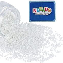 White 12/0 Glass Seed Beads, Ceylon, Round, White, 2mm, Hole: 1mm, 120g/box