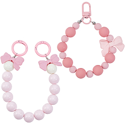 Pink 2 шт. 2 стили банты украшения из акриловых бусин, с поворотными застежками, для украшений для сумок, розовые, 115~280 мм, 1 шт / стиль