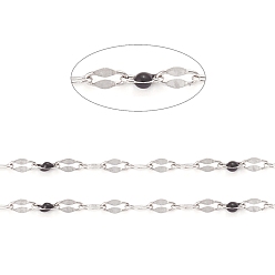 Черный Ручная работа 304 цепочки из нержавеющей стали, кабельные цепи, с эмалью и катушкой, пайки, Плоско-овальные, долговечный, чёрные, 3x1.5x0.1~1 мм, около 32.8 футов (10 м) / рулон