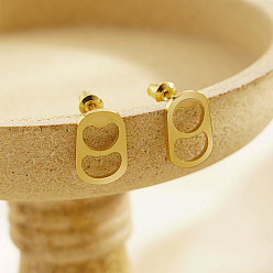 Настоящее золото 18K Овальные 304 из нержавеющей стали серьги стержня, реальный 18 k позолоченный, 16x11 мм