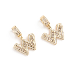 Letter W Латунные микро проложить кубического циркония подвески, долговечный, буквы, прозрачные, буква.w, 32.5 мм, отверстие: 6.5x9 мм, letter.w: 19x24.5x3.5 мм