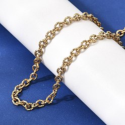 Золотой 304 Цепочки из нержавеющей стали с текстурой под кабель, ионное покрытие (ip), золотые, 17.72 дюйм (45 см)