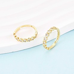 Настоящее золото 18K Манжеты из латуни с микро паве кубический цирконий для женщин, звезда, реальный 18 k позолоченный, 4 мм, размер США 6 (16.5 мм)