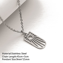 Oval Не тускнеющие 201 ожерелья с подвесками из нержавеющей стали, ожерелья-цепочки для женщин, цвет нержавеющей стали, овальные, 17.72 дюйм (45 см), Кулон : 21x9 мм