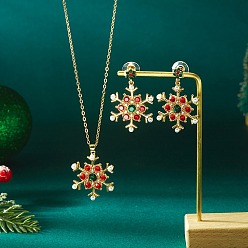 Золотой Комплект из ожерелья и серег-гвоздиков из сплава со стразами и снежинкой для женщин, золотые, ожерелья: 400 мм; серьга: 40мм