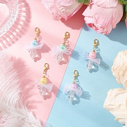 (52) Непрозрачная лаванда 5шт. подвесные украшения из стекла и акрила в виде ангела, Сплав с застежками когтя омара, разноцветные, 48 мм