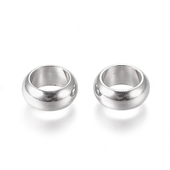 Нержавеющая Сталь Цвет Устойчивы к потускнению 201 разделительные бусины из нержавеющей стали, плоско-круглые, цвет нержавеющей стали, 9x4 мм, отверстие : 6 мм